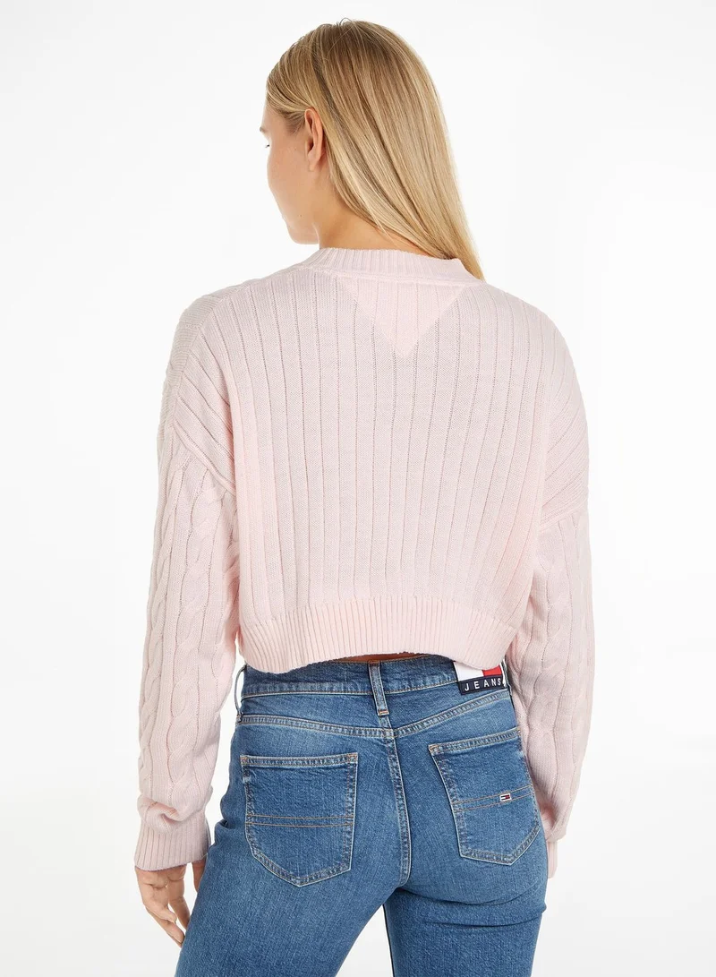 TOMMY JEANS Logo Knitted Crop Sweater