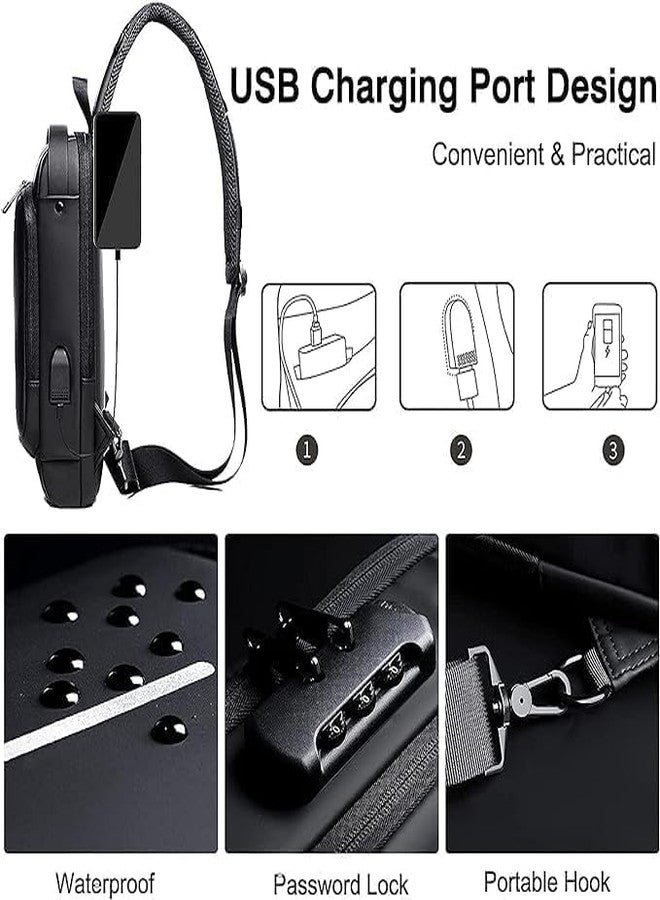LDG WARE Waterproof Sling Bag for Men Stylish Crossbody Backpack for Men & Women, Anti-Theft Chest Bag with USB Charging Port, Messenger Bags, Casual Shoulder Bag (1-pcs) - Image 5