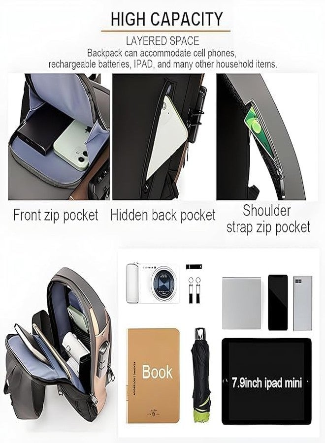 LDG WARE Waterproof Sling Bag for Men Stylish Crossbody Backpack for Men & Women, Anti-Theft Chest Bag with USB Charging Port, Messenger Bags, Casual Shoulder Bag (1-pcs) - Image 4