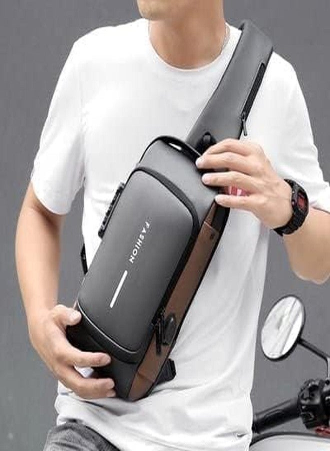 LDG WARE Waterproof Sling Bag for Men Stylish Crossbody Backpack for Men & Women, Anti-Theft Chest Bag with USB Charging Port, Messenger Bags, Casual Shoulder Bag (1-pcs) - Image 3