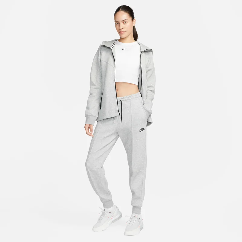 Nike light grey Women's Sportswear Tech Fleece Mid-Rise Joggers for Women | Best Price UAE