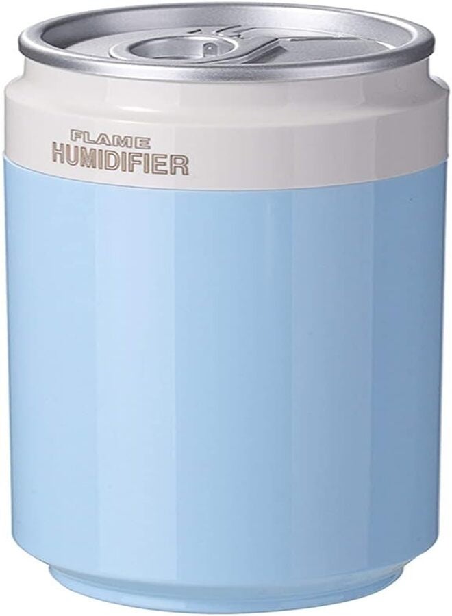 Portable USB Air Humidifier with Flame Lamp, Mini Personal Humidifier for Office, Travel, Car, Bedroom with Quiet Operation, Auto Shut-Off, 260ml, Blue  - Image 1