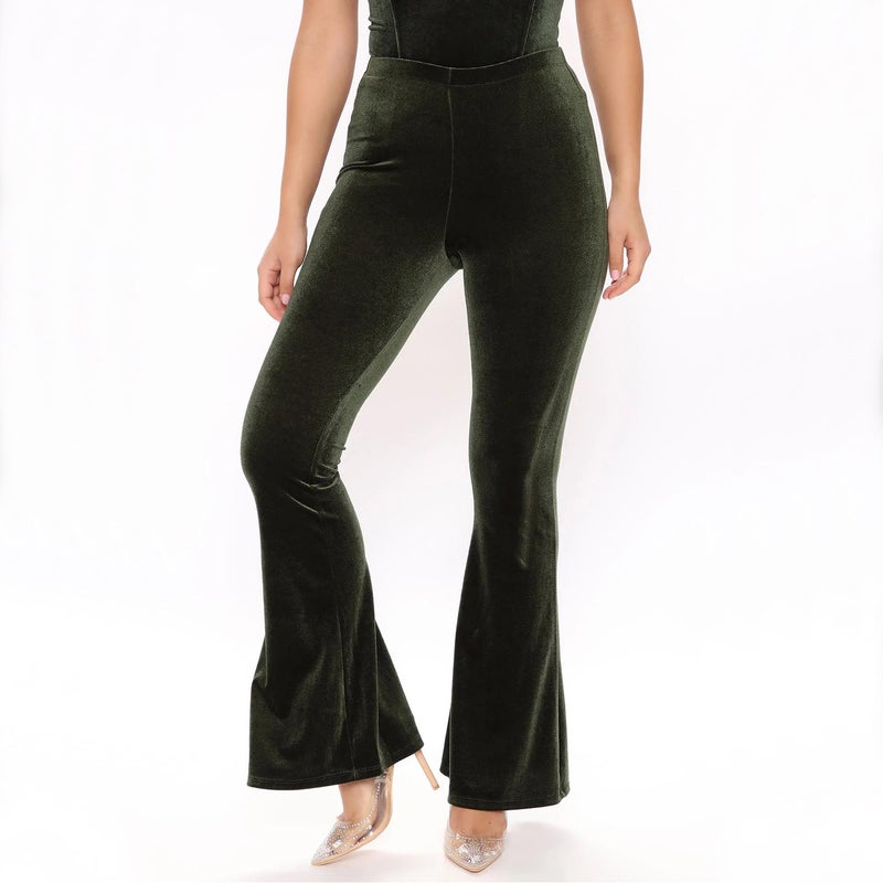 Special clearance! No return! Cross-border AliExpress European and American womens fashion sexy slim pants flared pants Z2021 Army Green