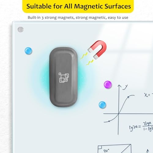 maxtek Dry Erase Eraser, Magnetic White Board Erasers - 2 Pack, Glass Whiteboard Eraser for Office and School Supplies (Gray) - Image 3