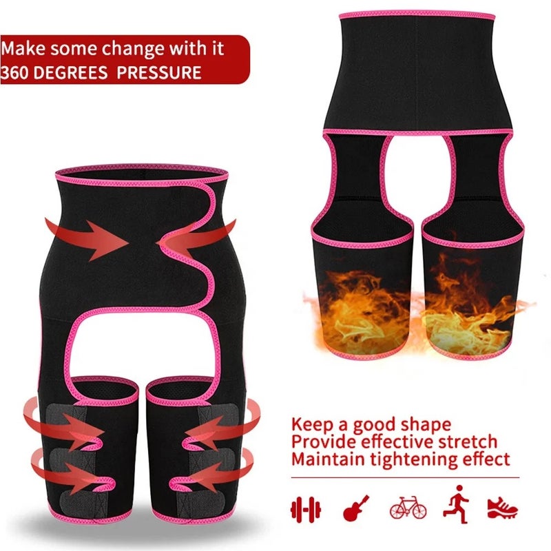 Bluejw 3-in-1 Sauna Waist Trainer Thigh Trimmer Butt Lifter - Women's Sweat Body Shaper Wrap for Workout & Exercise - Image 4