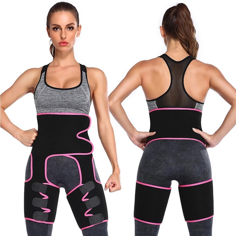 Bluejw 3-in-1 Sauna Waist Trainer Thigh Trimmer Butt Lifter - Women's Sweat Body Shaper Wrap for Workout & Exercise - Image 1