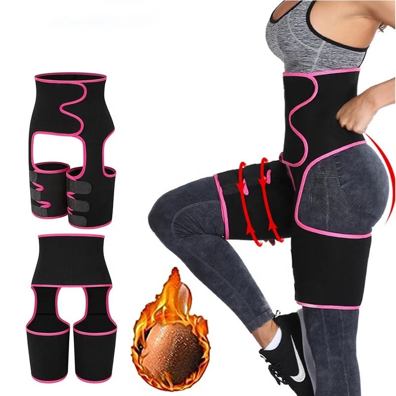 Bluejw 3-in-1 Sauna Waist Trainer Thigh Trimmer Butt Lifter - Women's Sweat Body Shaper Wrap for Workout & Exercise - Image 2