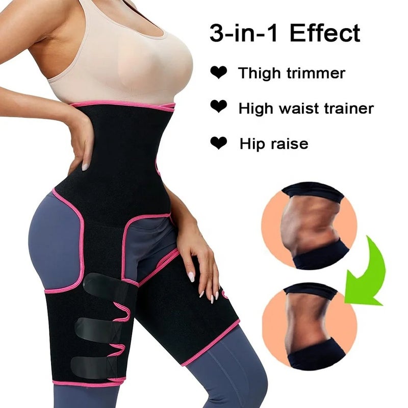 Bluejw 3-in-1 Sauna Waist Trainer Thigh Trimmer Butt Lifter - Women's Sweat Body Shaper Wrap for Workout & Exercise - Image 5