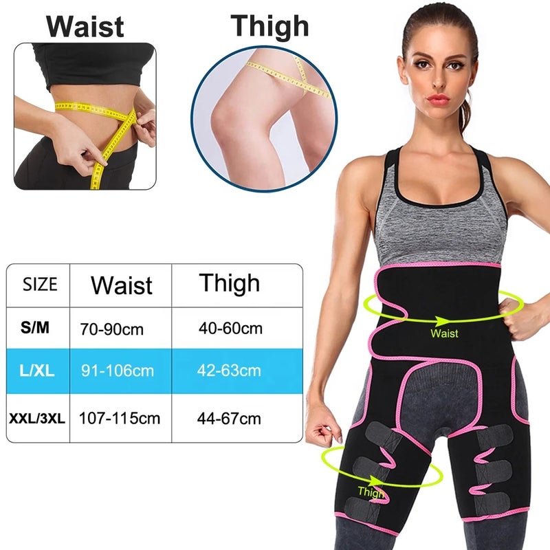 Bluejw 3-in-1 Sauna Waist Trainer Thigh Trimmer Butt Lifter - Women's Sweat Body Shaper Wrap for Workout & Exercise - Image 3