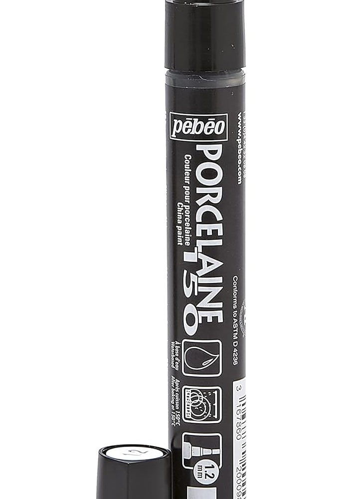 Pebeo Porcelaine 150 Anthracite Black Bullet Tip Marker for DIY Arts & Crafts - Image 1