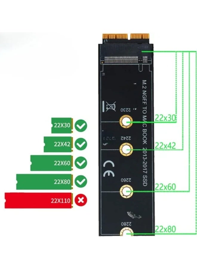 M.2 NVMe SSD Adapter Card for MacBook Air Upgrade (2013–2017) – High-Speed Converter for M.2 to Apple SSD Interface - Image 2