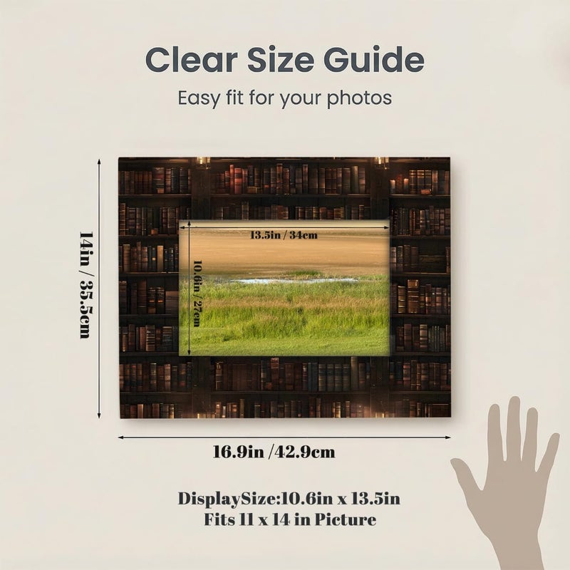 11x14inch Picture Frame Wood Bookshelf Education Book Photo Frames With Mat Wall And Tabletop Display Wall Hanging Photo Frame For Home DéCor And Family Friends Wedding Gift Ideas - Image 2
