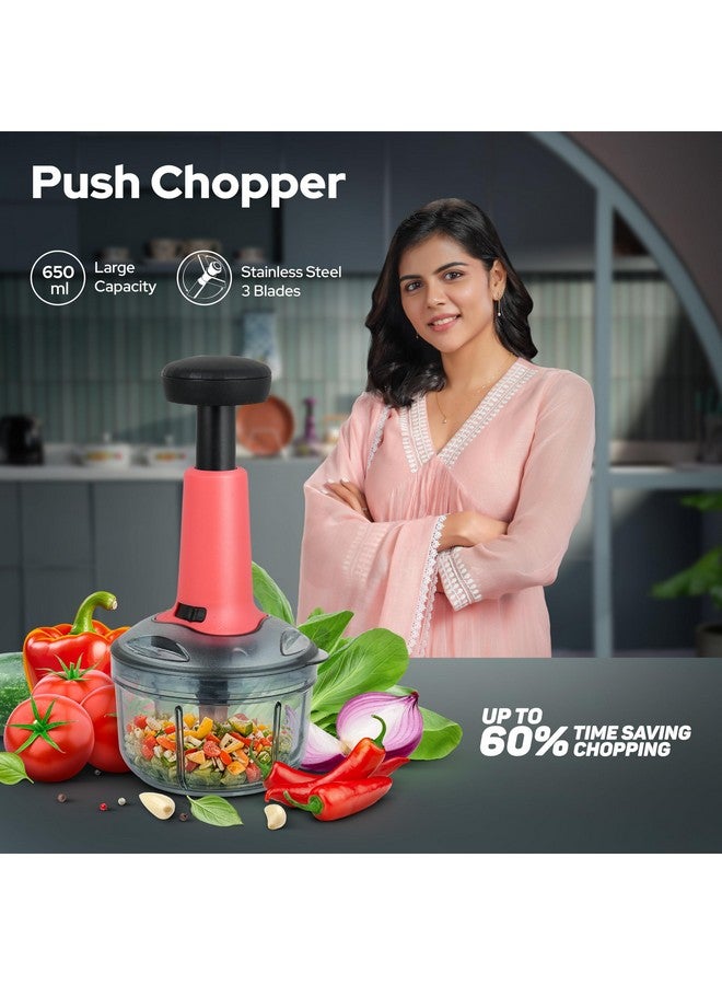Impex Push Chopper for Kitchen Vegetables & Fruits | Multipurpose Hand Press Chopper with Lock & Unlock System| Quick Manual Hand Held Chopper Onion Cutter/Mixer - Image 2