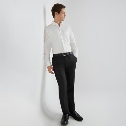 Raymond Men's Slim Fit Polyester Blend Structure Pattern Flat Front Formal Trouser (Size: 96)-RMTS05212-K8 Black - Image 5