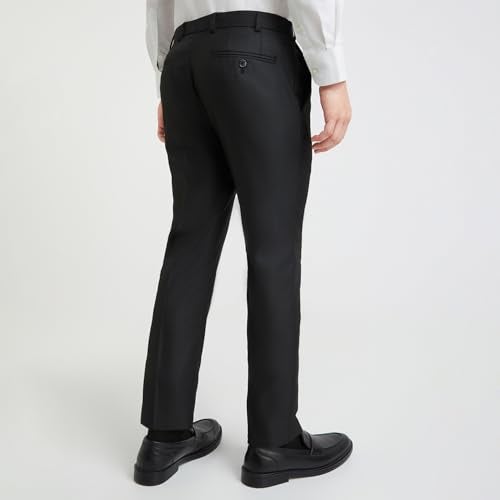 Raymond Men's Slim Fit Polyester Blend Structure Pattern Flat Front Formal Trouser (Size: 96)-RMTS05212-K8 Black - Image 4