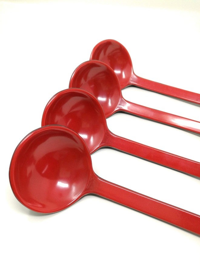 TJ Global Red and Black Melamine Japanese Long Handle Spoons for Ramen, Soup, Hot Pot Eating, Mixing, Stirring 8.25 Inches (4) - Image 3
