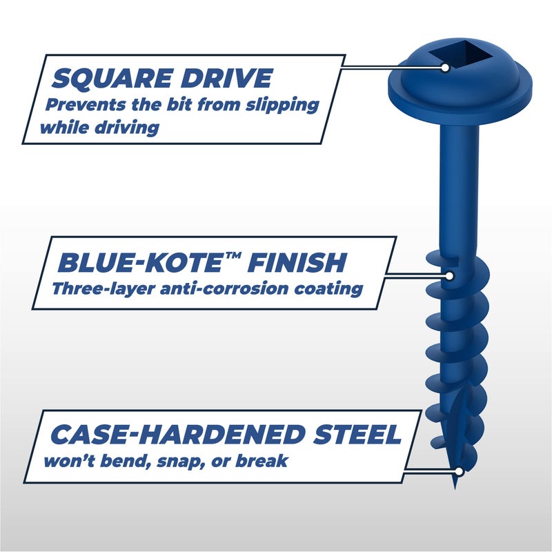 Kreg Blue-Kote Pocket-Hole Screws - SML-C250B-2000 - Weather Resistant Pocket Screws - 2-1/2 Inch - Coarse Thread - Maxi-Loc Head - Outdoor - 2000 Count - Image 5