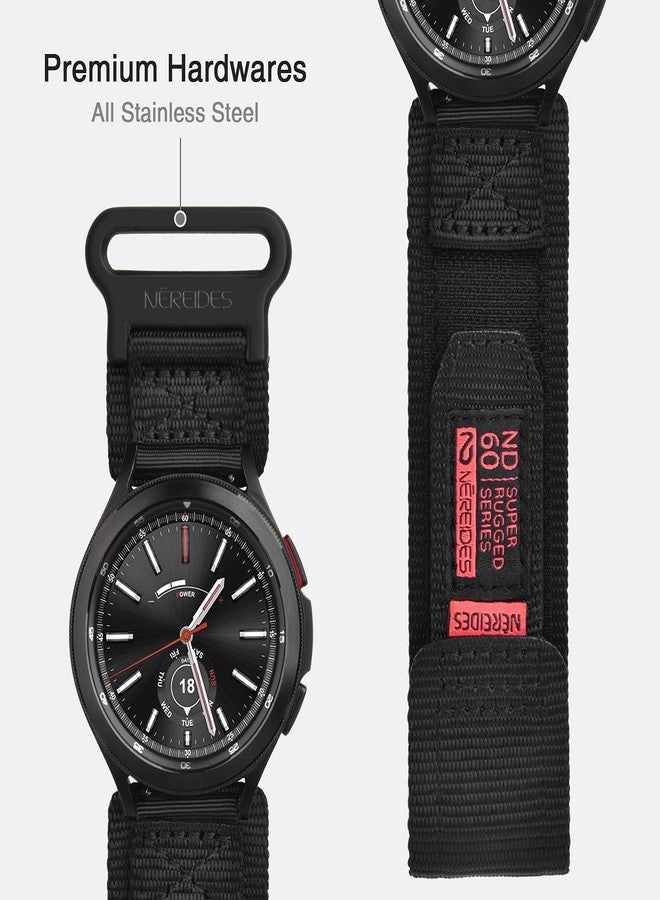Nereides Band Compatible with Samsung Galaxy Watch 7 6 5 4 40mm 44mm/ Watch 6 4 Classic/Watch 5 Pro/Watch 3 Classic 41mm/Active 2, 20mm Nylon Replacement Sports Strap for Men Women(Black,L) - Image 5
