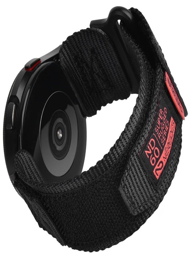Nereides Band Compatible with Samsung Galaxy Watch 7 6 5 4 40mm 44mm/ Watch 6 4 Classic/Watch 5 Pro/Watch 3 Classic 41mm/Active 2, 20mm Nylon Replacement Sports Strap for Men Women(Black,L) - Image 1