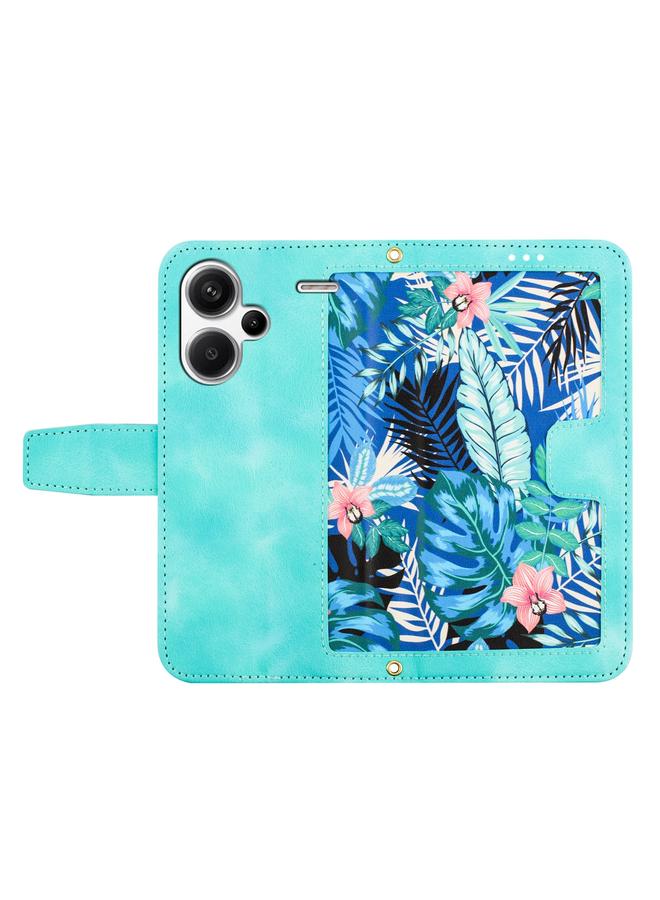 اس-توب جراب هاتف Redmi Note 13 Pro+ مصنوع من الجلد بنمط زهور مع حبل - Image 3