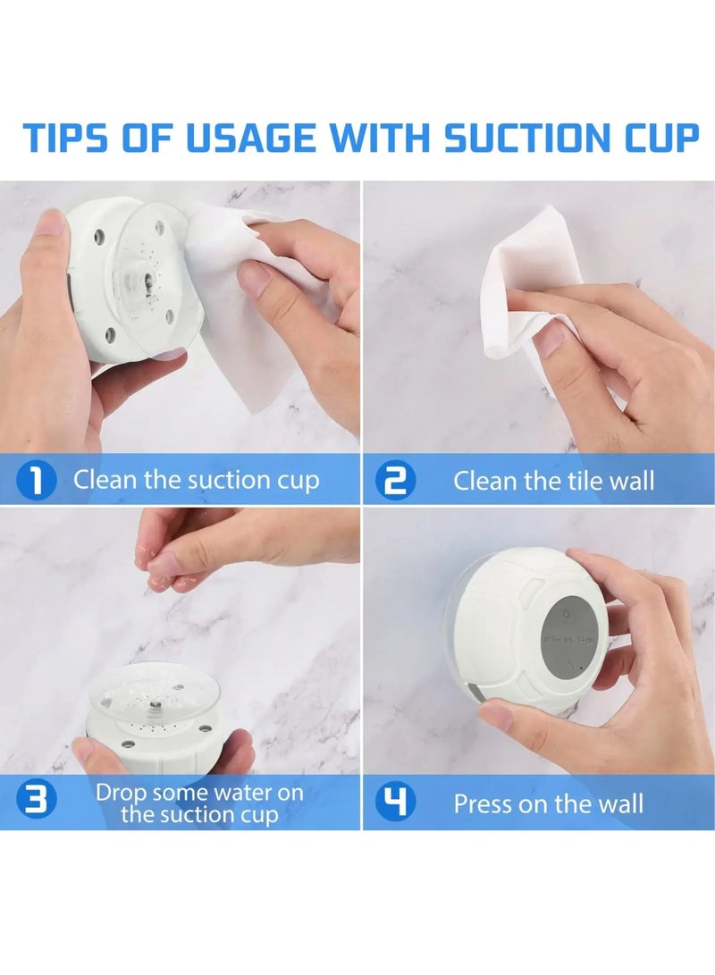 AROAQ Wireless Bluetooth Speaker, Mini Portable Waterproof Shower Speaker, Bluetooth Stereo Music Player With Suction Cup, Lightweight Audio Speaker With Built In Microphone, (1pc, White) - Image 3
