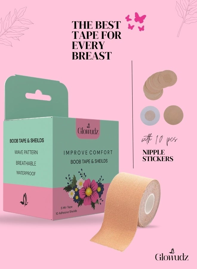 Glowudz Shaping and Lifting Breast Tape With 10 Pcs Adhesive Nipple Covers for Women - Image 2