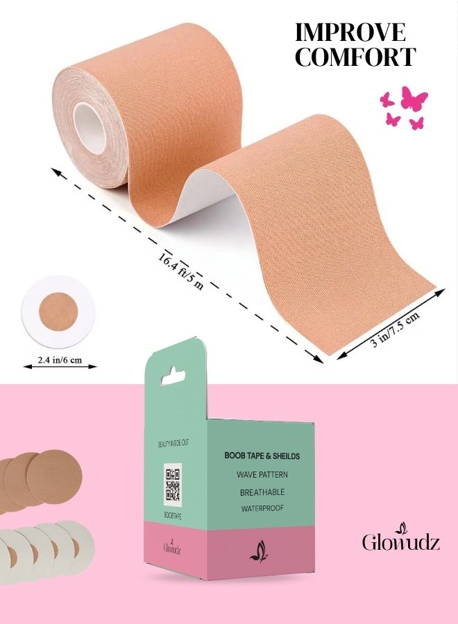 Glowudz Shaping and Lifting Breast Tape With 10 Pcs Adhesive Nipple Covers for Women - Image 3