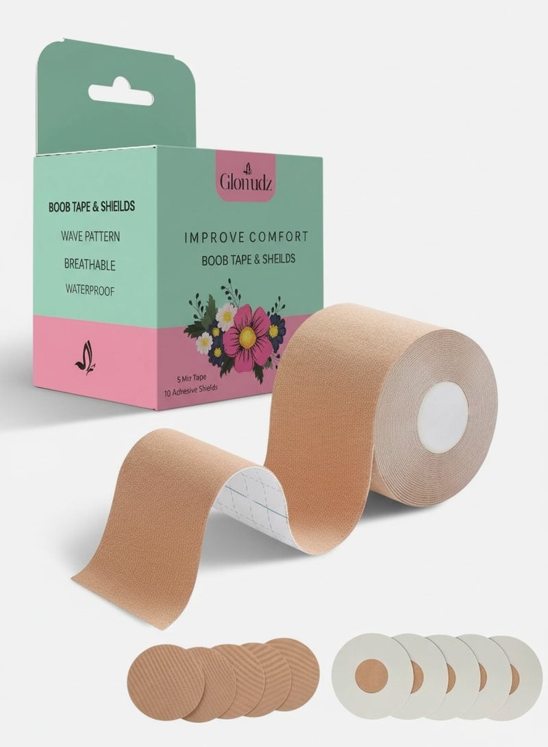 Glowudz Shaping and Lifting Breast Tape With 10 Pcs Adhesive Nipple Covers for Women - Image 1