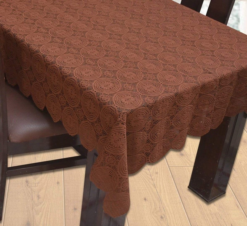 Groki Rectangle Cotton 6 Seater Dining Table Cover 60x90In Large Antifungal Antislip Tablecloth Brown - Image 3