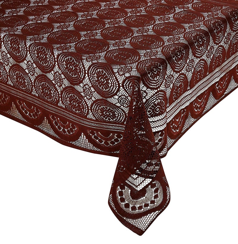 Groki Rectangle Cotton 6 Seater Dining Table Cover 60x90In Large Antifungal Antislip Tablecloth Brown - Image 4