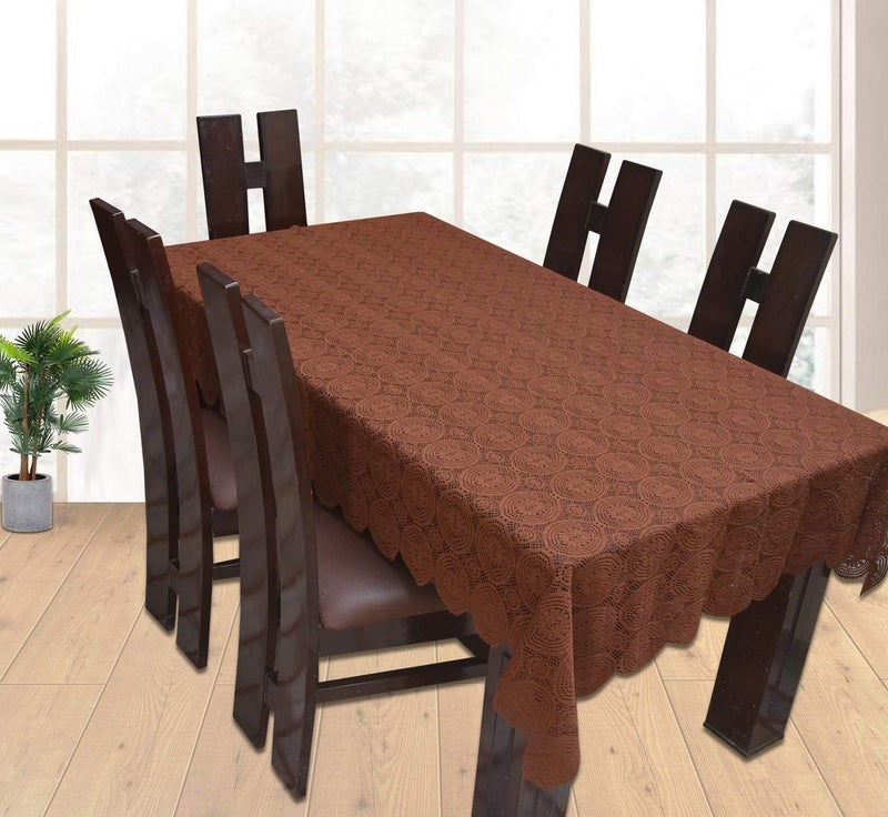 Groki Rectangle Cotton 6 Seater Dining Table Cover 60x90In Large Antifungal Antislip Tablecloth Brown - Image 2