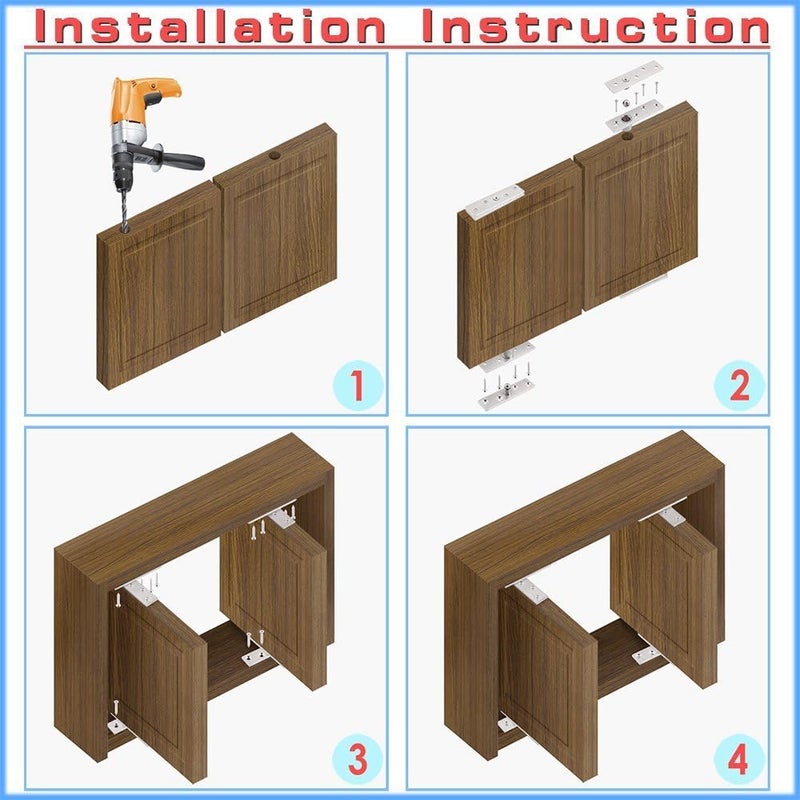 TamBee Pivot Hinge Rotating Door Hinge 360 Degree Hinges Small Cabinet Pivot Hinges - 304 Stainless Steel, 360 Degree Rotating - Cabinet Cupboard Upgrade 2PCS(100mm) - Image 5
