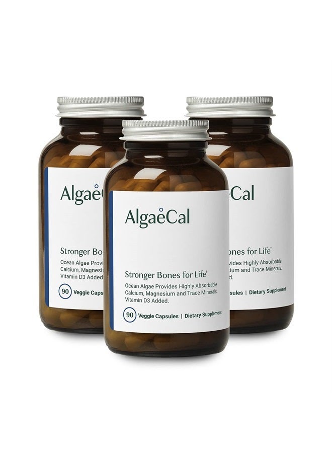 ALGAECAL Plant Based Calcium Supplement with Vitamin D3 (1000 IU) for Bone Strength, Contains 13 Minerals Supporting Bone Health, Organic Calcium for Women & Men, 90 Veggie Caps, 3 Month Supply - Image 1