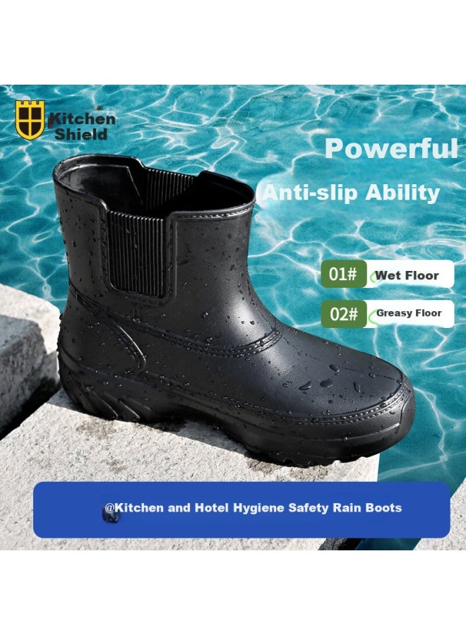 Kitchen Shield Chudun Chudun Non-slip Shoes, Snow Boots, Rain Boots, Waterproof, Non-slip, Oil-resistant, Eva Wading Work Shoes, Black, Size 35/36 - Image 1
