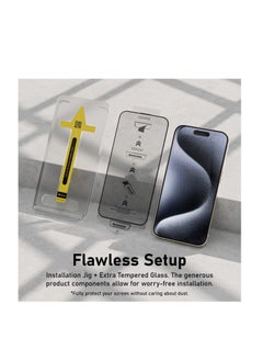 Mezone iPhone 15 Pro 6.1-Inch Screen Protector, HD Clear Full Screen Coverage Tempered Glass Film with Applicator, 9H Scratch Resistant & Anti-Fingerprint  - Image 3
