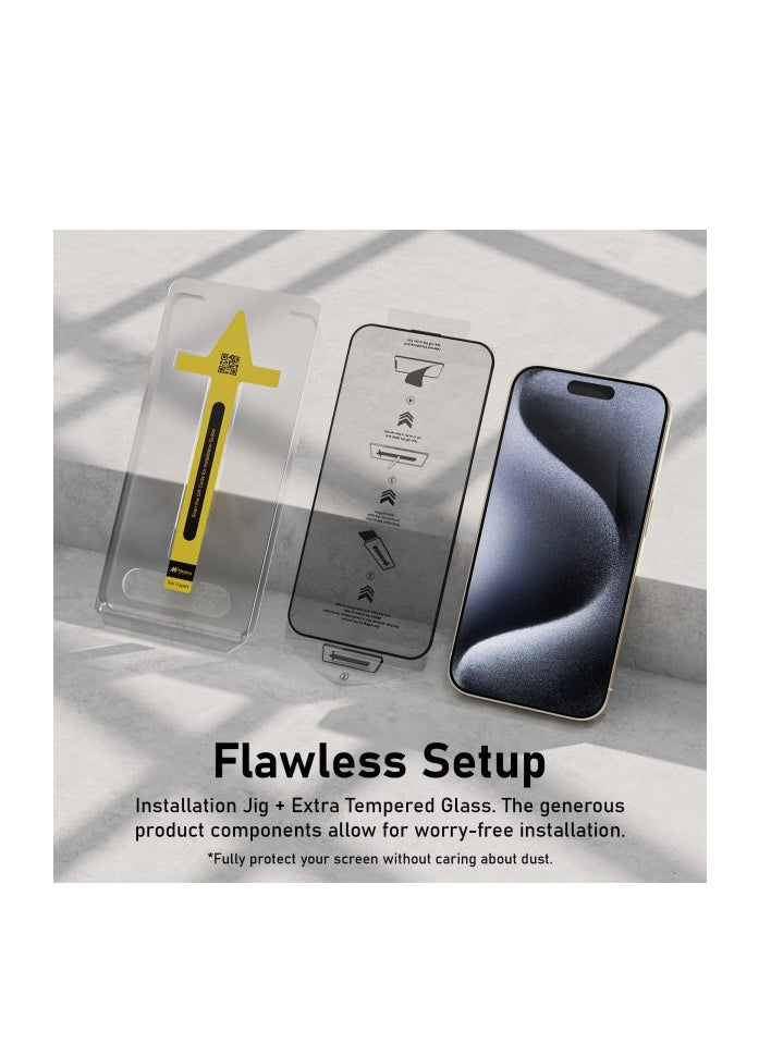 Mezone - iPhone 15 Pro 6.1-Inch Screen Protector, HD Clear Full Screen Coverage Tempered Glass Film with Applicator, 9H Scratch Resistant & Anti-Fingerprint - Image 1