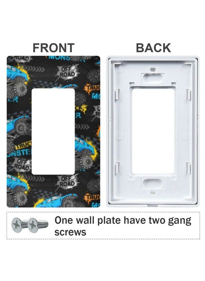 بفريون - غطاء لوحة حائط Monster Blue Truck Car Grunge مقاس 1 عصابة 4.6 بوصة × 2.9 بوصة لوحات مفاتيح هزازة واحدة للأطفال الأولاد ديكور غرفة الأطفال المراهقين غرفة الألعاب غرفة النوم ديكور الحمام - Image 1