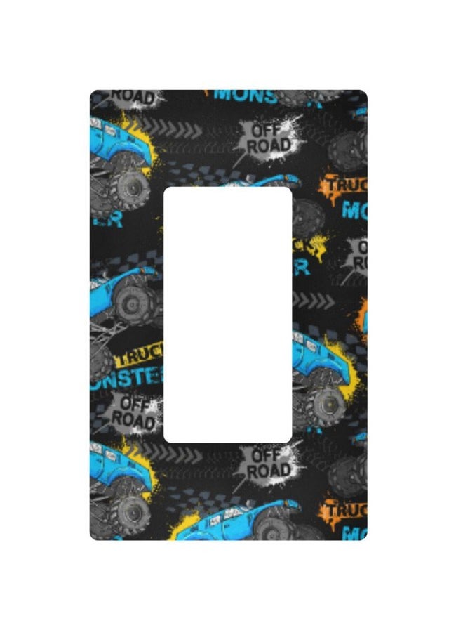 بفريون - غطاء لوحة حائط Monster Blue Truck Car Grunge مقاس 1 عصابة 4.6 بوصة × 2.9 بوصة لوحات مفاتيح هزازة واحدة للأطفال الأولاد ديكور غرفة الأطفال المراهقين غرفة الألعاب غرفة النوم ديكور الحمام - Image 1