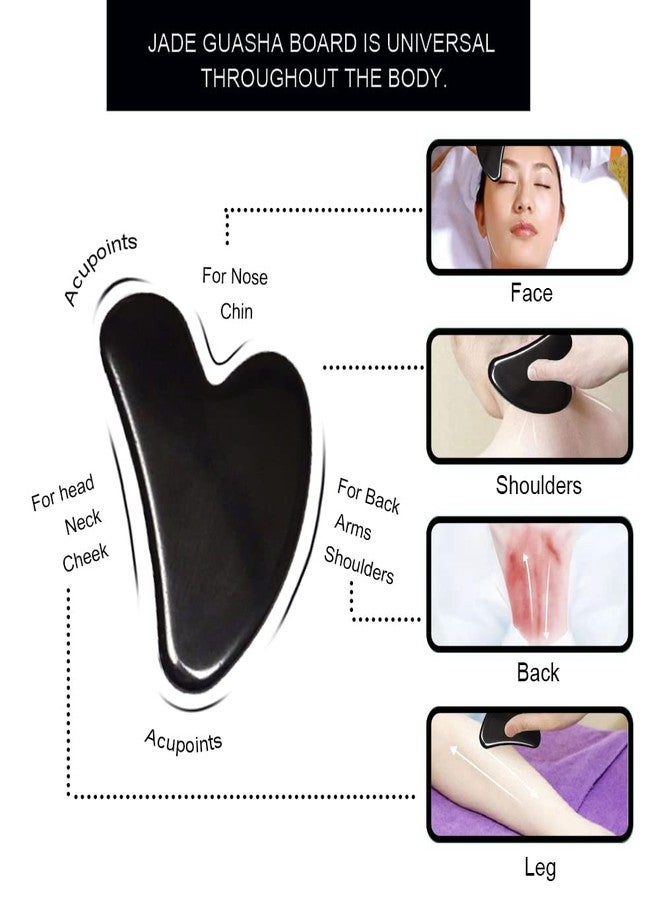 FENGSHUI AGATE Gua sha Face Massage Tools used for face, antiaging, Dark Circle, Acupressure and Massage. (Black Obsidian - Image 2