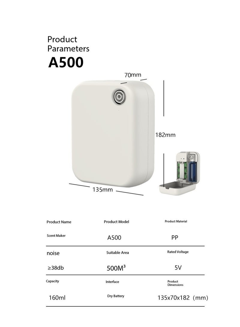  CityRiya-Long ناشر الزيت الأساسي الذكي بلوتوث, آلة العلاج بالروائح مع التحكم في التطبيق, نظام نشر سديم بلا ماء, رش البخور العطر للمنزل / الفندق / المكتب, توسيع رائحة منطقة كبيرة (A500-White) - Image 2