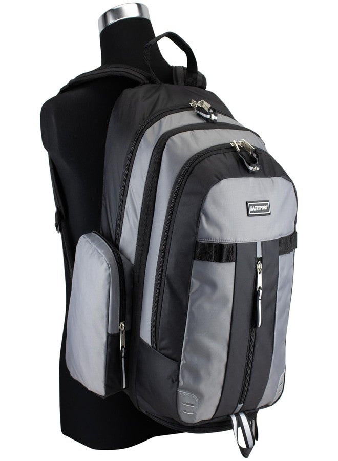 Eastsport Extra Large Backpack Expandable Oversized For Travel Hiking Work Camping Sports Outdoors With Drawstring Bag 18x13.5x9.5 Mochila De Viaje Ash Gray Black - Image 2