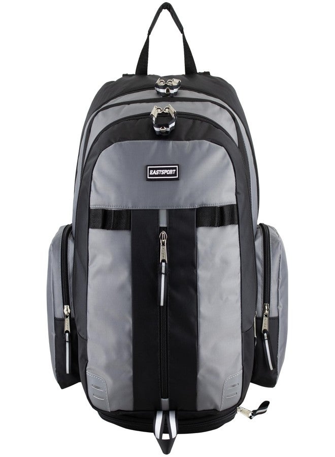 Eastsport Extra Large Backpack Expandable Oversized For Travel Hiking Work Camping Sports Outdoors With Drawstring Bag 18x13.5x9.5 Mochila De Viaje Ash Gray Black - Image 3