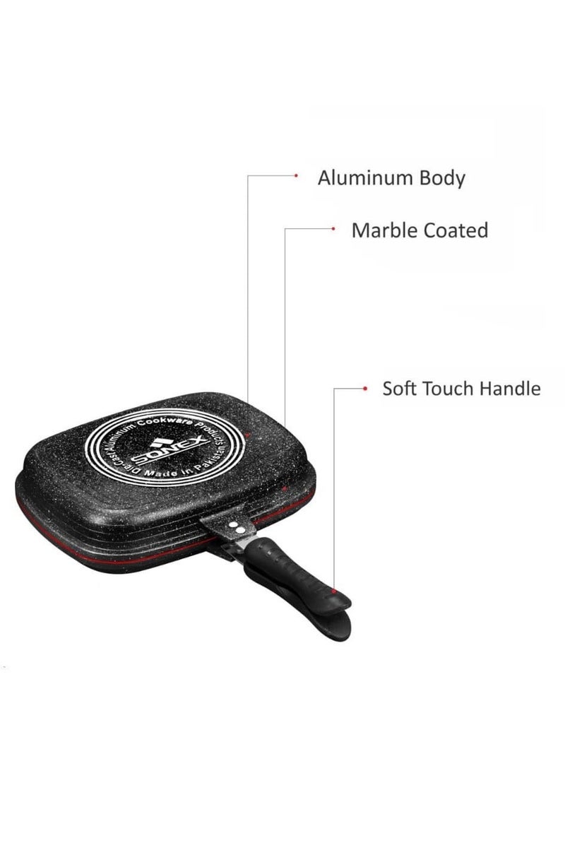 SONEX 36cm Two-Sided Double Grill Ceramic-Coated Pressure Pan Black - Image 2