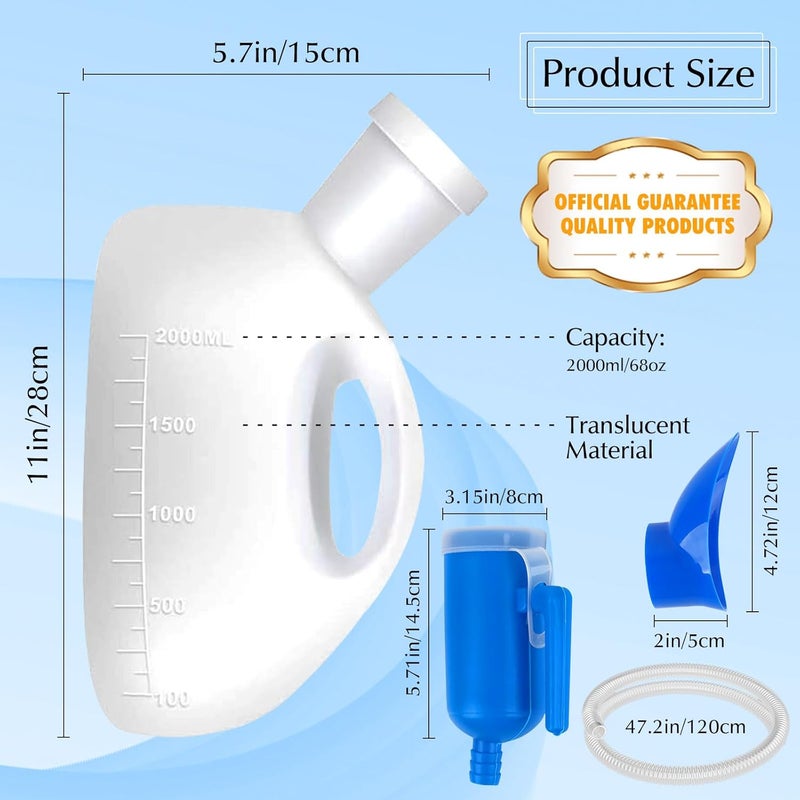 OOCOME Unisex Potty Urinal for Car, 68 OZ Travel Urinals Kit Male and Female Urination Device Toilet Urinal for Men and Women Bedpans Bottle Spill Proof for Hospital Camping Car Travel - Image 3