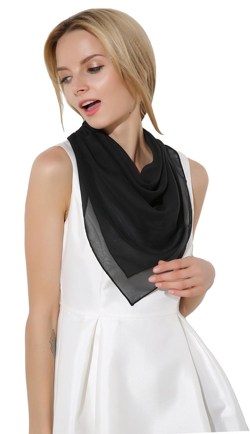 Fairycece 50s Scarf Neck Scarf Black Women Chiffon Pink Lady Grease Costumes - Image 2