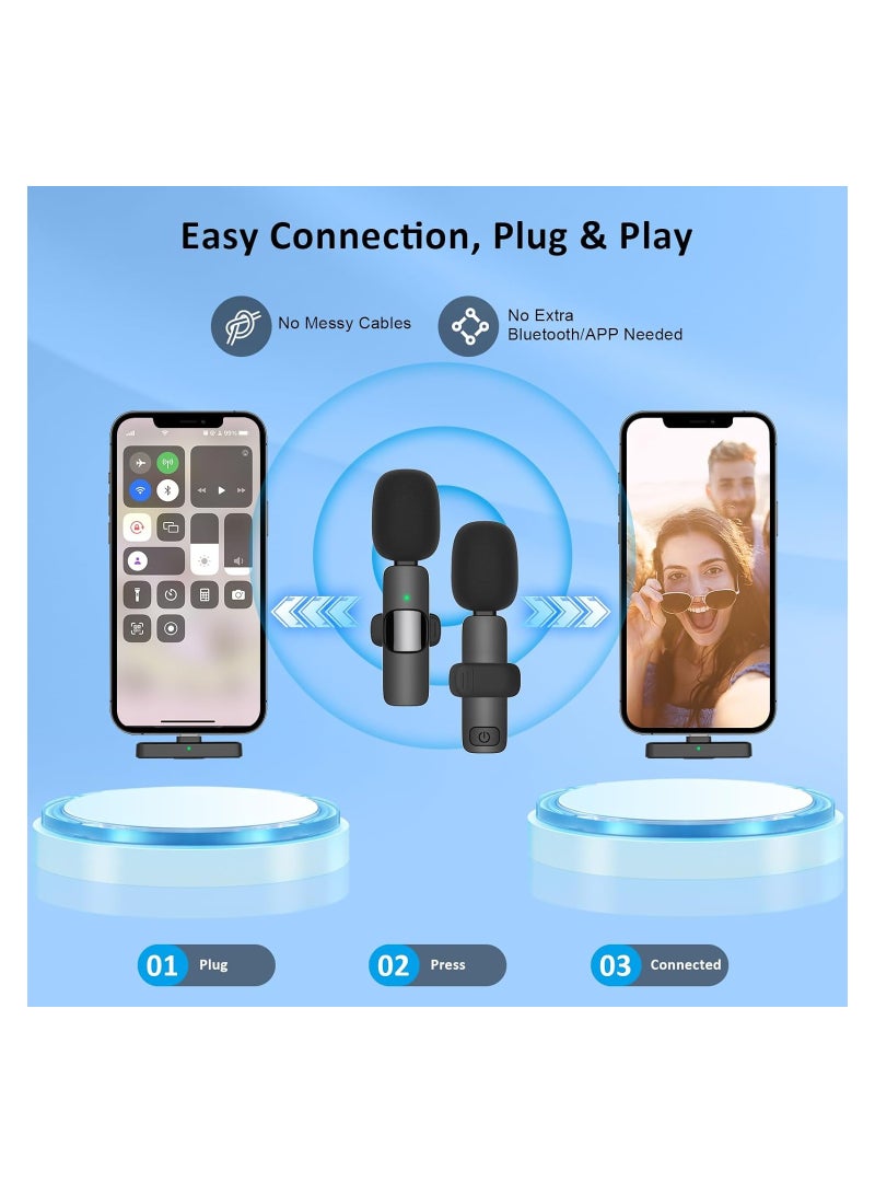 ELTERAZONE Professional Wireless Lavalier Lapel Microphone for iPhone, iPad - Cordless Omnidirectional Condenser Recording Mic for Interview Video Podcast Vlog YouTube, Bluetooth, Black - Image 4