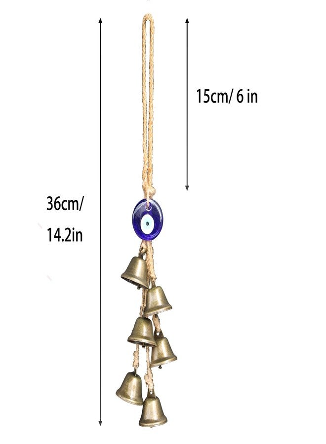 Persofine 2 Pieces Witch Bells for Door Knob Protection,Witchy Wicca Decor Clear Negative Energies with Blue Evil Eyes,Witchcraft Supplies for Boho Home Room Decor (A) - Image 2