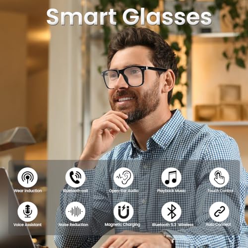 Jacuate Bluetooth Audio Smart Glasses for Women MenBlue Light Blocking Bluetooth Glasses with Open Ear SpeakerVoice Control HandsFree Calls Builtin Microphone for iPhone Android MusicWork - Image 3