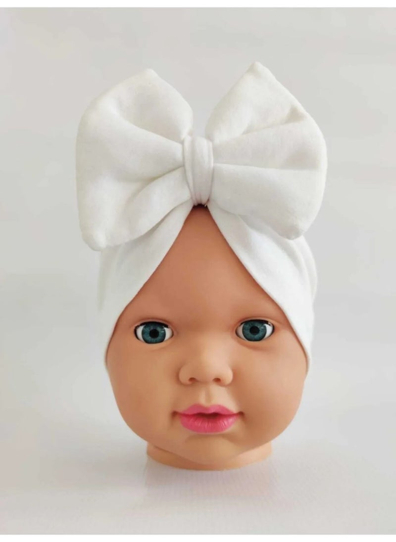 Bilge Trend Bowknot Lycra Double Layer Baby Girl Bonnet (Compatible Between 6-18 Months) 