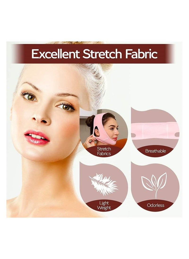 Bukela - Facial Lifting Sleep Bandage, Double Chin Reducing Device with Thin Face Female Facial Shaper, Reusable Breathable and Comfortable V Line Facial Lifting Mask (Pink, 1 Piece) - Image 1